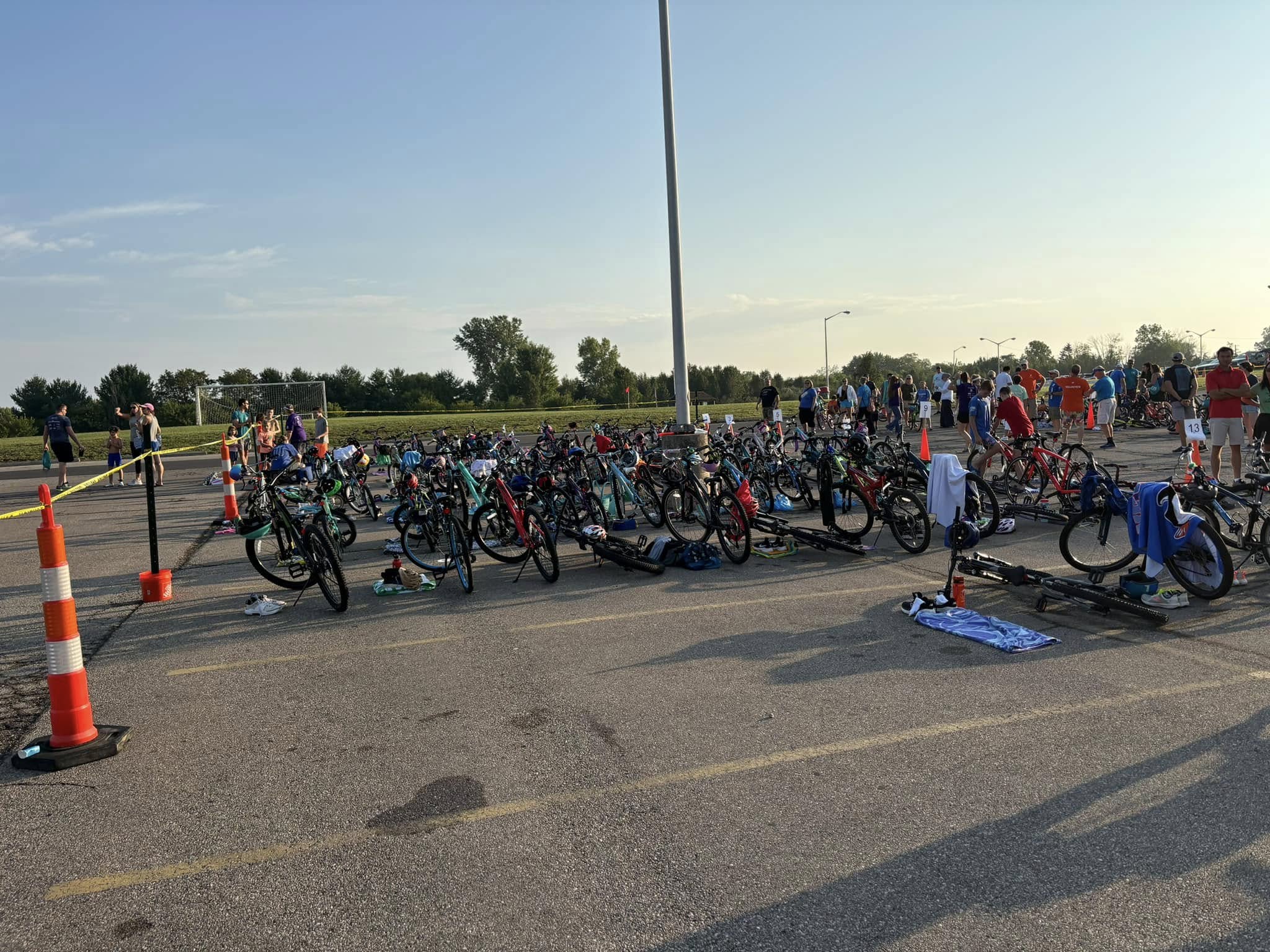 Bike lined up in parking lot